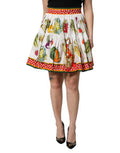 Women's Multicolor Vegetable Print Short Poplin Mini Skirt Cotton