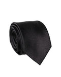 Women's Black Solid Silk Satin Wide Adjustable Men Necktie Tie