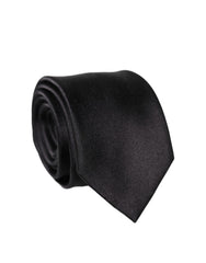 Women's Black Solid Silk Satin Wide Adjustable Men Necktie Tie