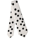 White Black Polka Dot Silk Adjustable Women Necktie Tie