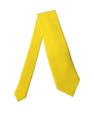 Yellow Solid Polyester Adjustable Women Tied Necktie Tie Silk