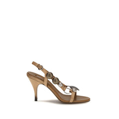 Women's Metal-Embellished Calf Leather Heel Brown Bos