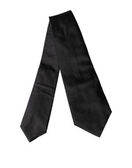 Black Satin Silk Blend Adjustable Women Tied Necktie Tie Elastane