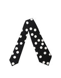 Black White Polka Dot Silk Adjustable Women Necktie Tie And