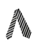 Black White Stripes Silk Adjustable Women Necktie Tie And