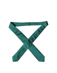 Dark Green Satin Silk Adjustable Women Tied Necktie Tie