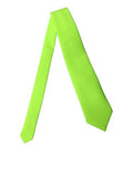 Neon Green Polyester Adjustable Women Tied Necktie Tie Black And White Silk