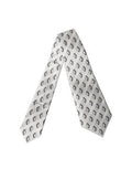 White Patterned Silk Adjustable Women Tied Necktie Tie