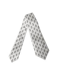 White Patterned Silk Adjustable Women Tied Necktie Tie