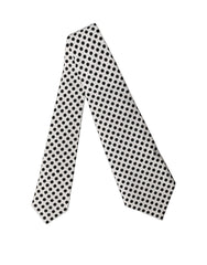 White Black Polka Dot Silk Adjustable Women Necktie Tie And