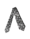 Black Silver Floral Silk Adjustable Women Necktie Tie And White