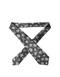 Black White Floral Silk Adjustable Women Necktie Tie And