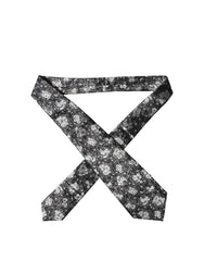 Black White Floral Silk Adjustable Women Necktie Tie And