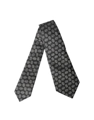 Black White Geometric Silk Adjustable Women Necktie Tie And