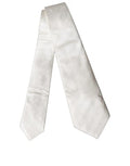 Off White Geometric Silk Adjustable Women Necktie Tie Black And
