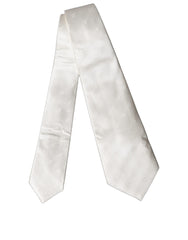 Off White Geometric Silk Adjustable Women Necktie Tie Black And