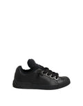 Women's Black Leather Low Top Portofino Sneakers Shoes Calf Nylon Elastane