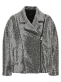 Pinko Sequin-Embroidered Herringbone Jacket — Black
