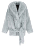 Pinko Faux Fur Shawl Collar Jacket — gray