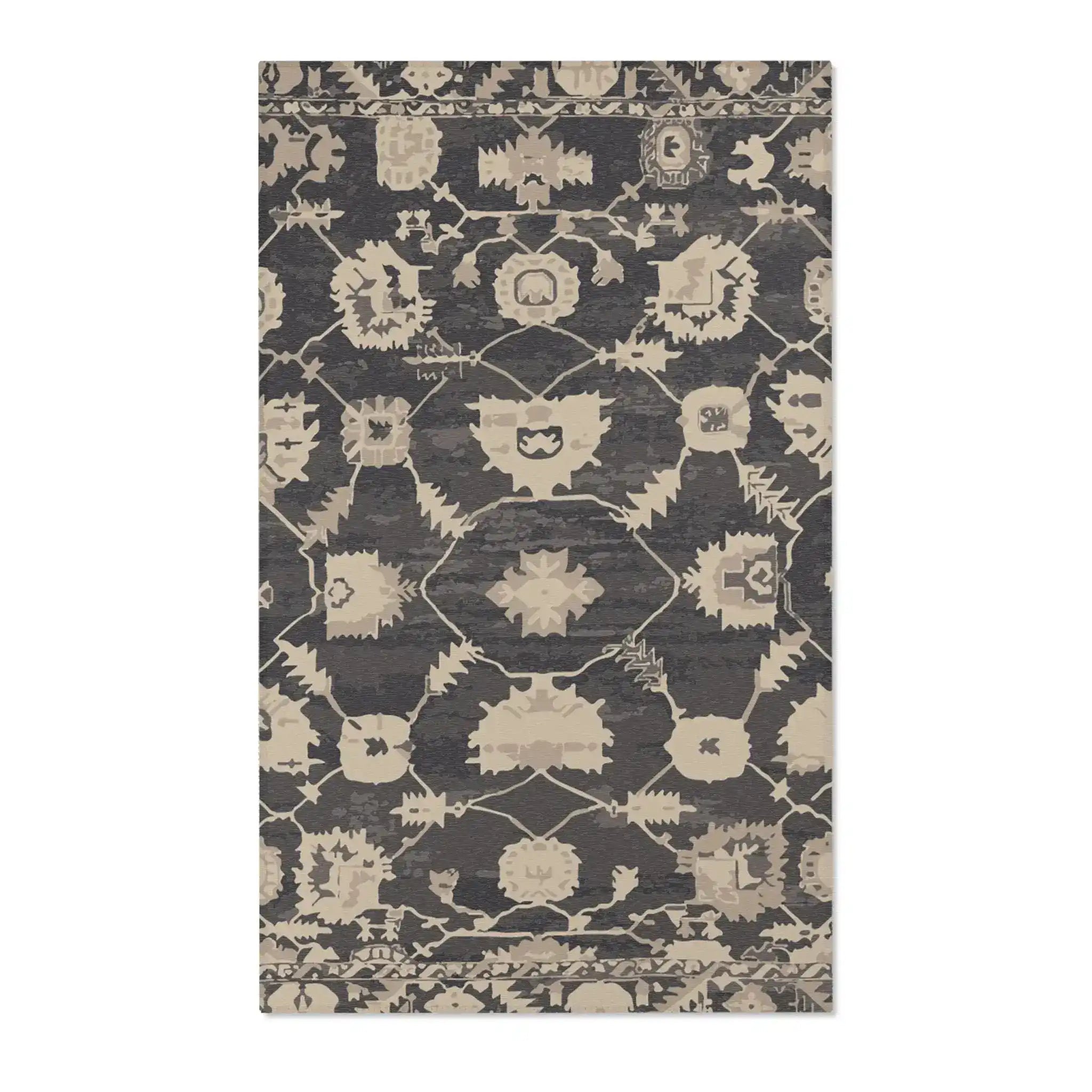 Charcoal & Beige Tribal Medallion Accent Rug