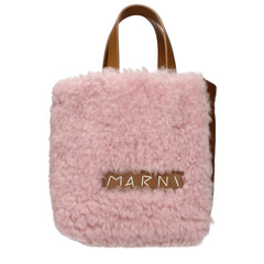Women's Shearling-Lined Top Handle Bag Pink Leather