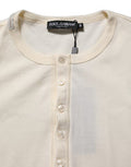 Men's Henley Pullover White Cotton