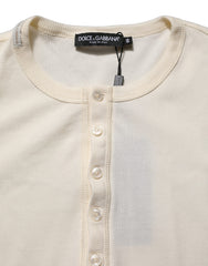 Men's Henley Pullover White Cotton