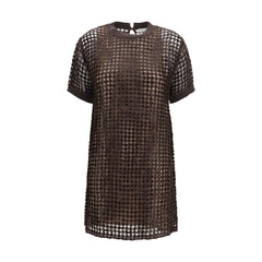 Women's Brown Silk Cocktail Dress