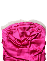 Women's Ruched Satin Gown Pink Silk Elastane