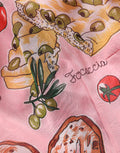 Women's Light Pink Bread Print Pleated Maxi Dress Silk