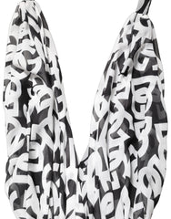 Women's Black White Logo Sleeveless Floor Length Maxi Dress And Polyester