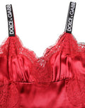 Women's Red Silk Sleeveless Maxi Long Lace Trim Dress Cotton Elastane Nylon