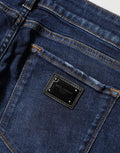 Women's Blue Distressed Skinny Cotton Denim Jeans Elastane Clothing
