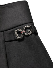 Women's High-Waist Wool Blend Trousers Black Elastane