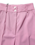 Women's High-Waisted Tapered Trousers Pink Polyester