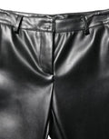 Women's High-Waisted Pu Leather Trousers Black Polyurethane Polyester