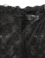Women's Black Floral Lace High Waist Kneelength Skirt Viscose Nylon Elastane