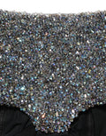 Women's Black Rhinestone High Waist Hotpants Shorts Elastane Polyester