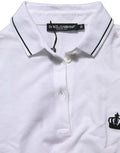 Women's White Crown Cotton Short Sleeves Polo Top