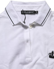Women's White Crown Cotton Short Sleeves Polo Top