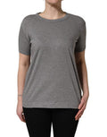 Women's Grey Cotton Short Sleeves Crew Neck T-Shirt