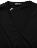 Women's Virgin Wool Button-Front Cardigan Black