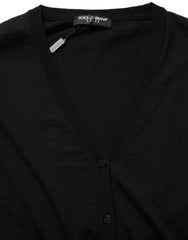Women's Virgin Wool Button-Front Cardigan Black