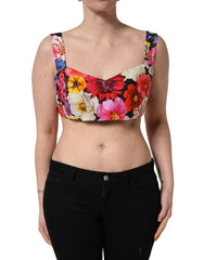 Women's Multicolor Floral Cropped Bustier Tank Top Cotton