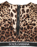 Women's Brown Leopard Print Cropped Silk Tank Top Elastane