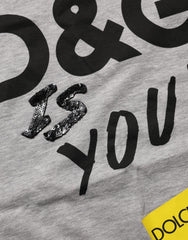 Women's Gray Cotton Logo Printed Crew Neck T-Shirt