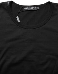 Women's Black Cotton Round Neck Short Sleeves T-Shirt