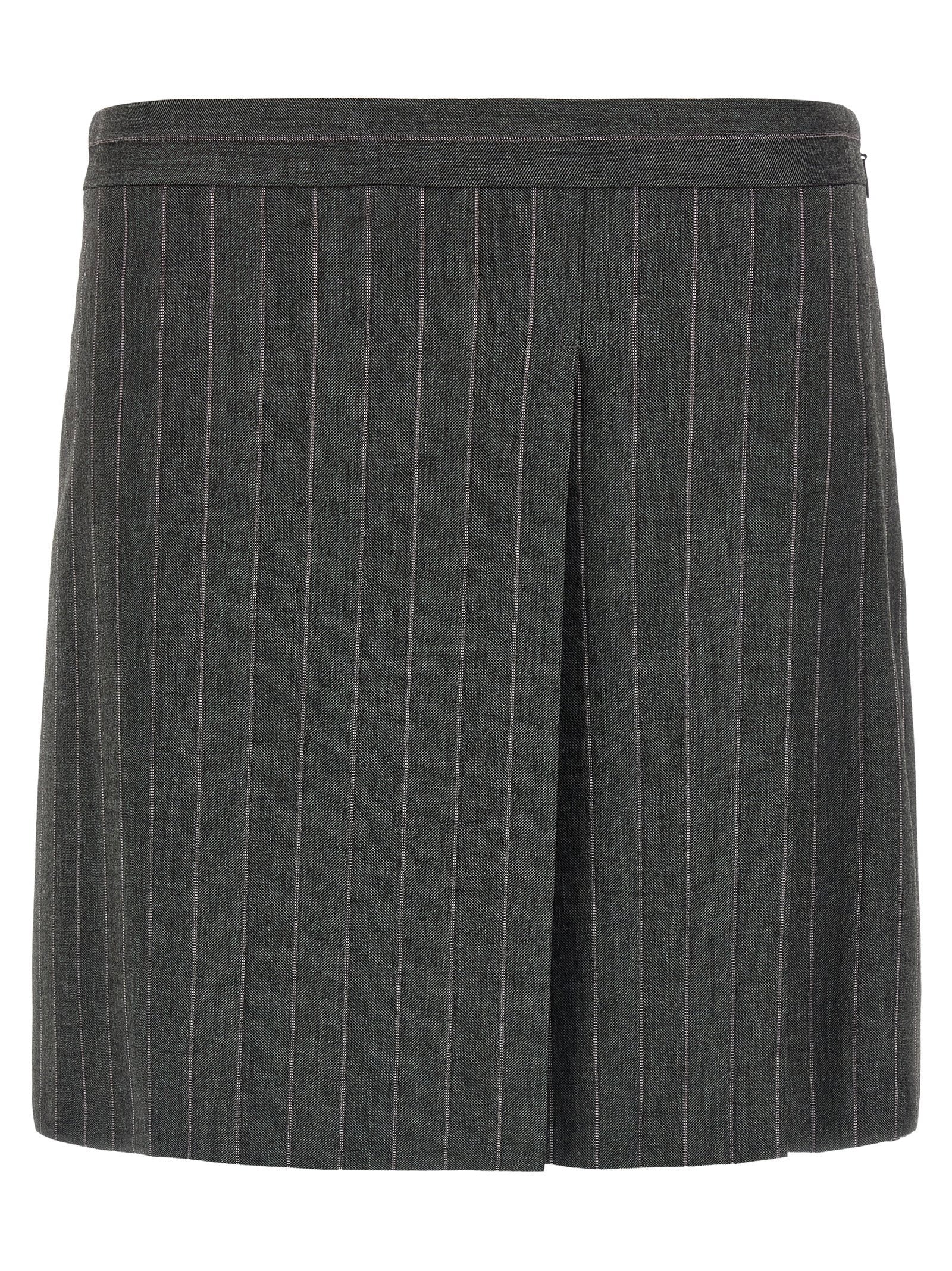 Pinko Pinstripe Flared Skirt — gray