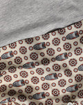 Women's Gray Cotton V-Neck Owl Silk Scarf Top T-Shirt