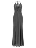 Pinko Draped Knot Front Dress — Gray